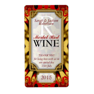 Batik Red Guld Östra Anpassningsbar  Vin Flaska Fraktsedel