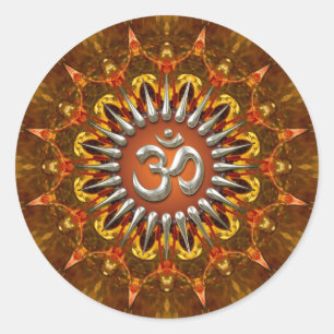 Batik Sol om (Aum) - symbolmärke Runt Klistermärke