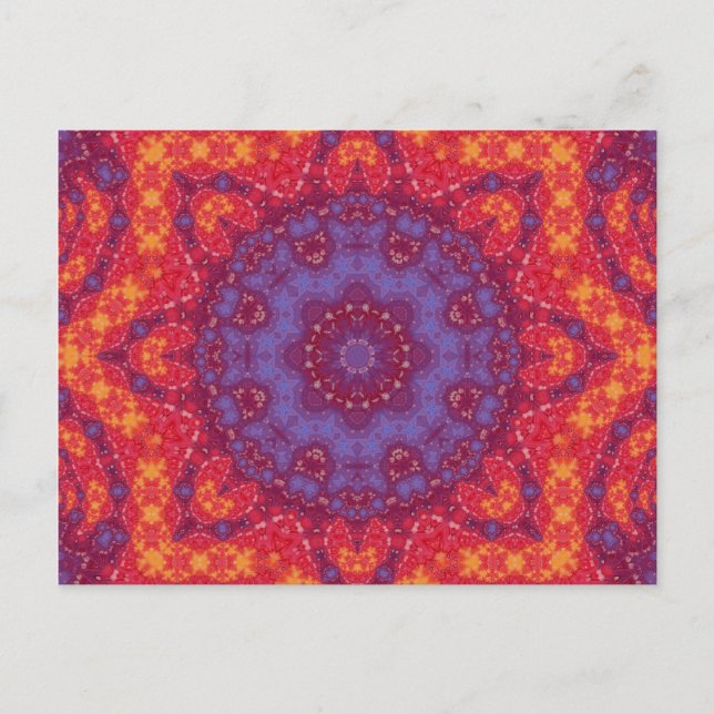 Batik Sunset Watercolor Mandala Vykort (Framsida)