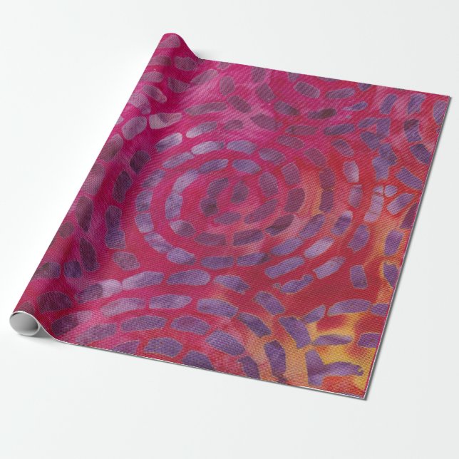 Batik Tropical Circles Vind Lila Rosa Candy Presentpapper (Utrullad)
