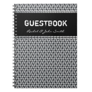 Batika Black White mönster Guestbook - bärbar dato Anteckningsbok