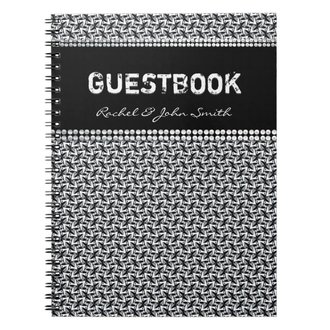 Batika Black White mönster Guestbook - bärbar dato Anteckningsbok (Framsidan)