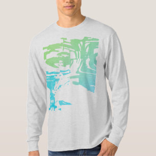 Batikliknande Tropical Beachy Ljust grönt Aqua Des T Shirt