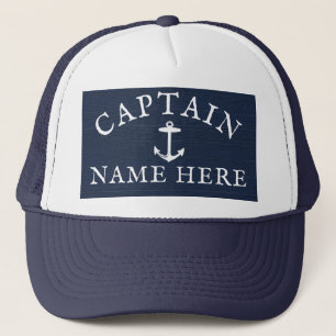 Båtkapten Namn Nautical Anchor Navy Blue Keps