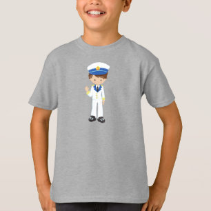 Båtkapten, Skipper, Brown Hair, Cute Boy T Shirt