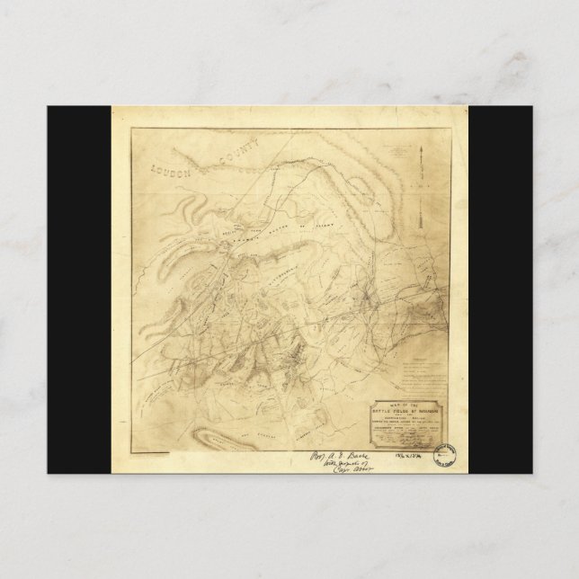 Batlefields of Manassas Karta 21:a juli 1861 Vykort (Framsida)