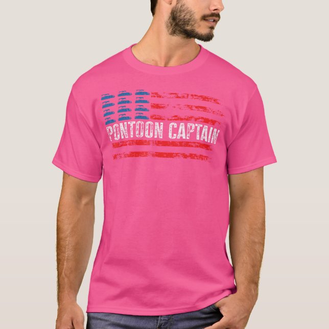 Båtliv Pontonkapten 4:e juli Pontonbåt T Shirt (Framsida)