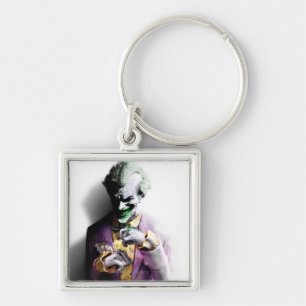 Batman Arkham City Joker Fyrkantig Silverfärgad Nyckelring