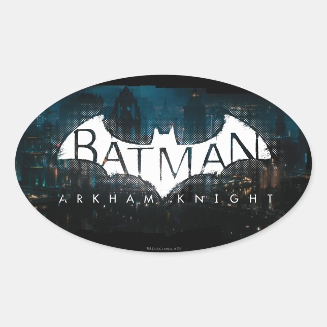 Batman Arkham Knight Gotham Logotyp Ovalt Klistermärke (Framsida)