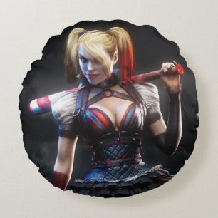 Batman Arkham Knight Harley Quinn med Fladdermus Rund Kudde