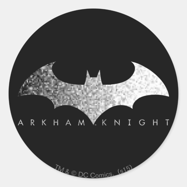 Batman Arkham Knight Pixel Logotyp Runt Klistermärke (Framsida)
