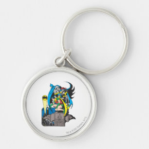 Batman/Batgirl/Robin Rund Silverfärgad Nyckelring