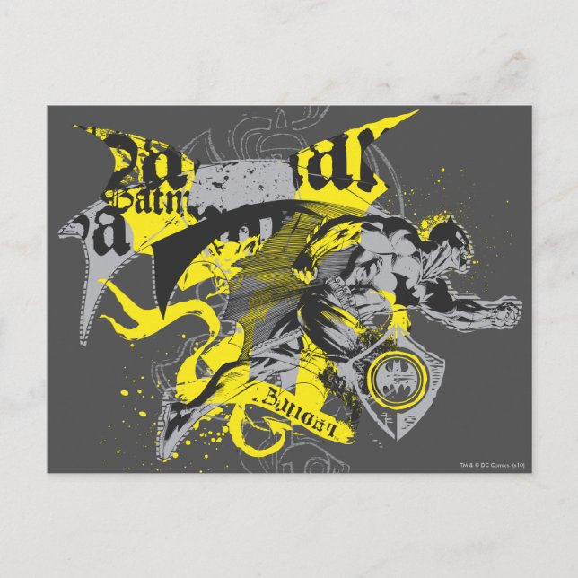 Batman Black and Gult Collage Vykort (Framsida)