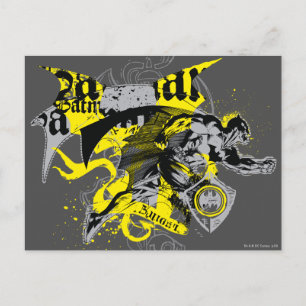 Batman Black and Gult Collage Vykort