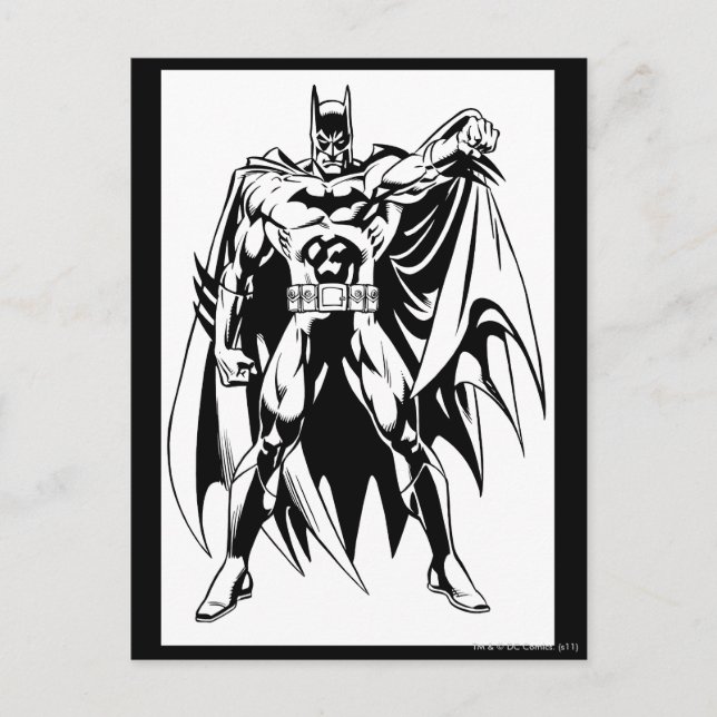 Batman Black and White Front Vykort (Framsida)