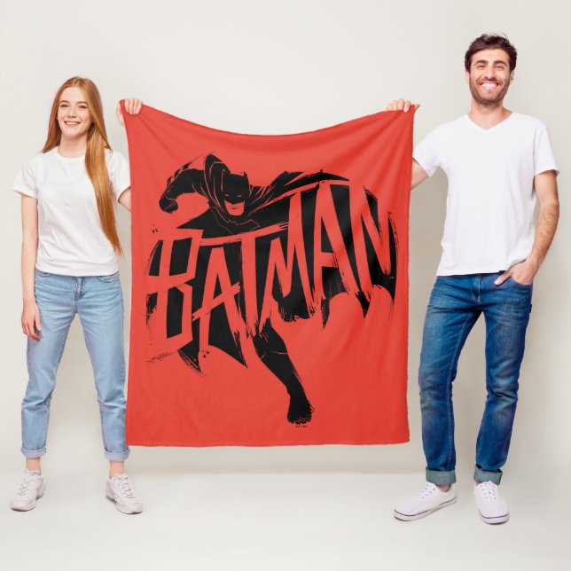 Batman Bläck Brush Namn Fleecefilt (På plats)