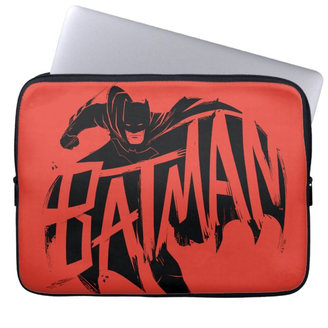 Batman Bläck Brush Namn Laptop Fodral (Framsidan)