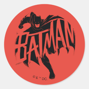 Batman Bläck Brush Namn Runt Klistermärke
