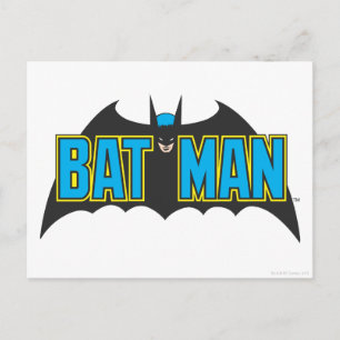 Batman   Blåsvart Logotyp för Vintage Vykort