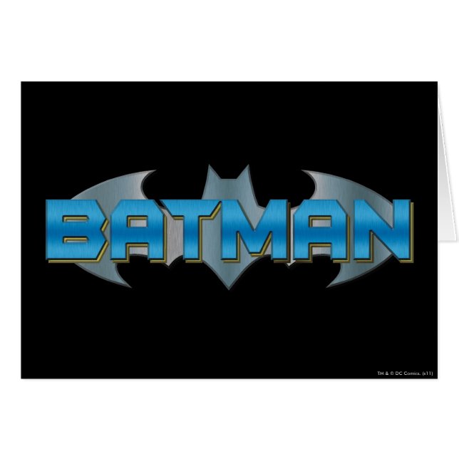 Batman | Blue Namn Logotyp Hälsningskort (Framsidan Horizontal)
