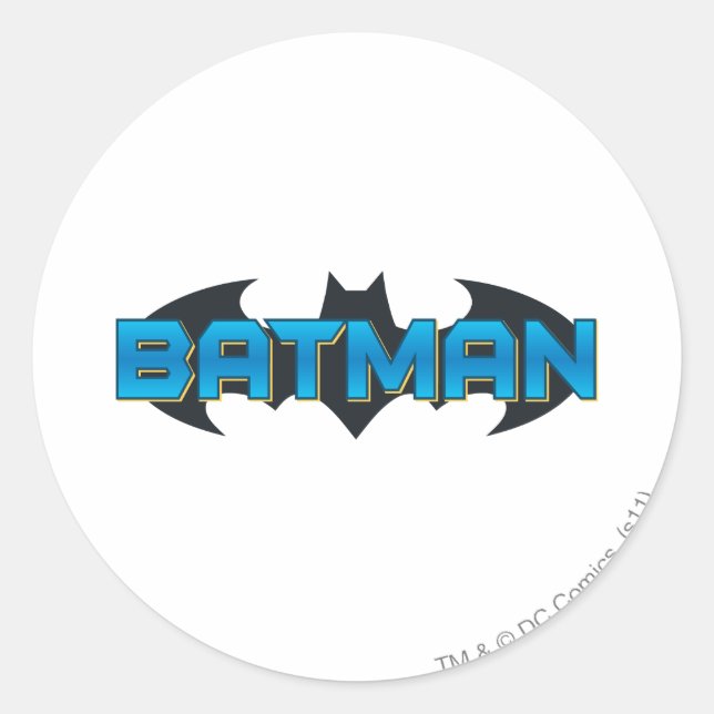 Batman | Blue Namn Logotyp Runt Klistermärke (Framsida)