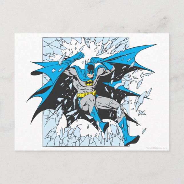 Batman Bursts through Glass Vykort (Framsida)