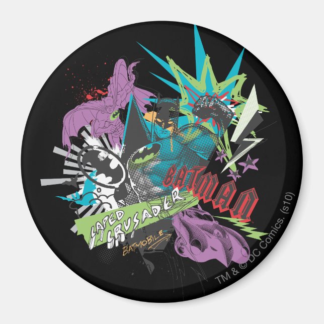 Batman Caped Crusader Neon Collage Magnet (Framsidan)