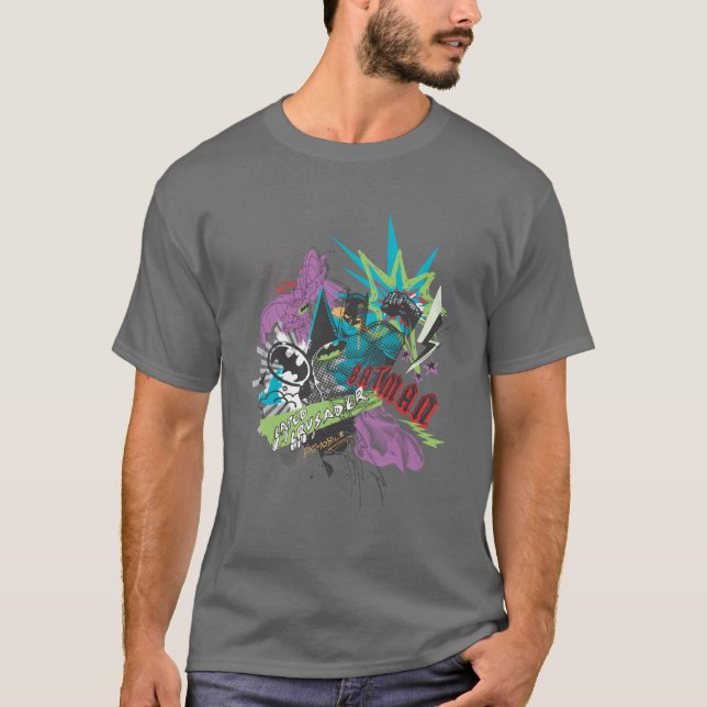 Batman Caped Crusader Neon Collage T-shirt (Framsida)