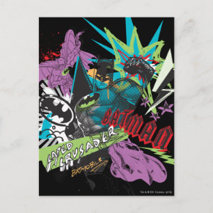 Batman Caped Crusader Neon Collage Vykort