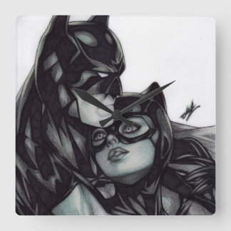 Batman & Catwoman ~ Bruce wayne & Selina Kyle Fyrkantig Klocka