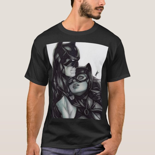 Batman & Catwoman ~ Bruce Wayne & Selina Kyle T Shirt (Framsida)