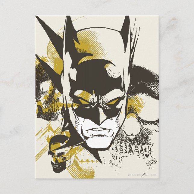 Batman Cowl och Döskallar Vykort (Framsida)