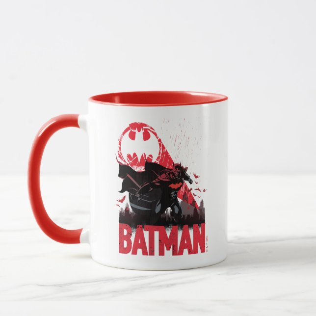 Batman Crimson Fladdermus Signal Mugg (Vänster)