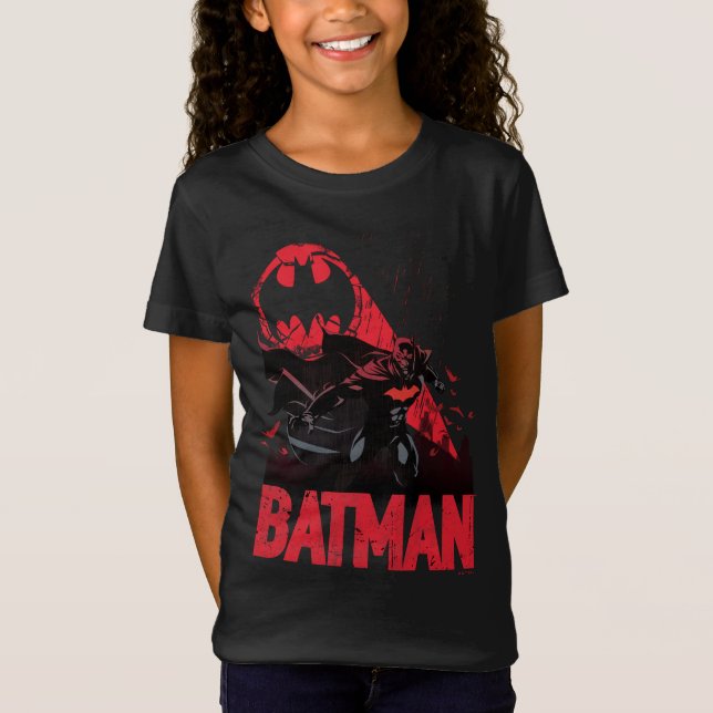 Batman Crimson Fladdermus Signal T Shirt (Framsida)