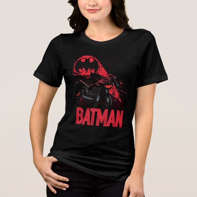 Batman Crimson Fladdermus Signal T Shirt (Framsida)