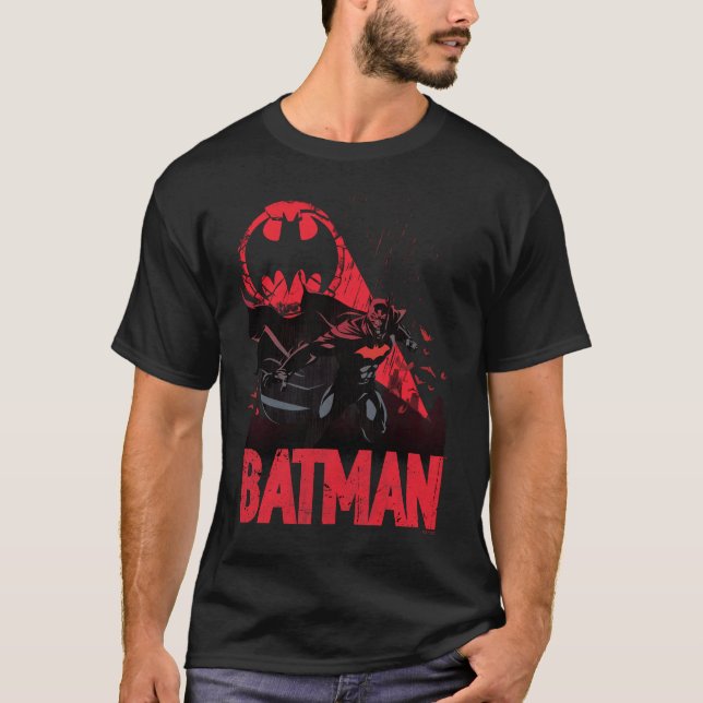 Batman Crimson Fladdermus Signal T Shirt (Framsida)