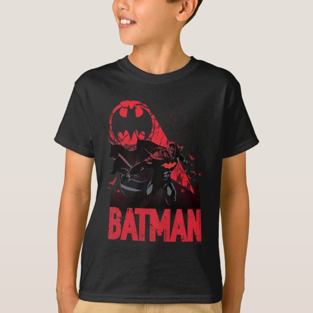 Batman Crimson Fladdermus Signal T Shirt (Framsida)