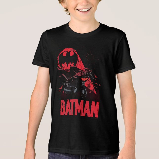 Batman Crimson Fladdermus Signal T Shirt (Framsida)