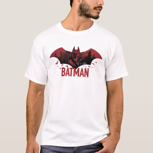 Batman Crimson Gotham Icon T Shirt (Framsida)