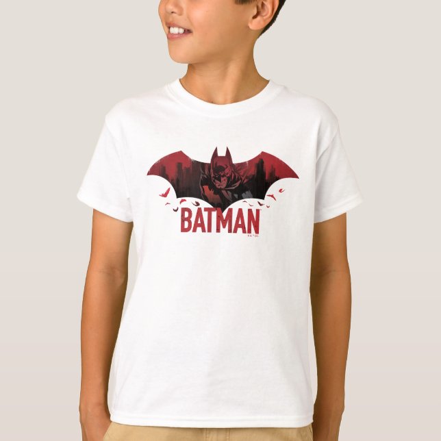 Batman Crimson Gotham Icon T Shirt (Framsida)