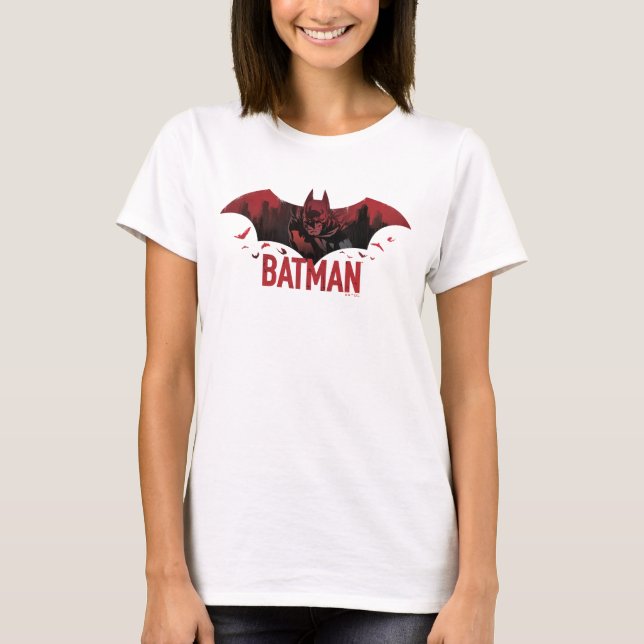 Batman Crimson Gotham Icon T Shirt (Framsida)
