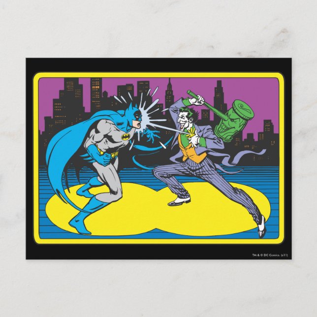 Batman Fights Joker Vykort (Framsida)