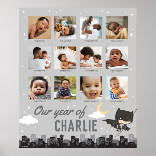 Batman First Birthday - 12 månaders fotokollage Poster