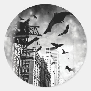 Batman Fladdermöss genom Gotham Runt Klistermärke
