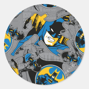 Batman Full Throttle Toss-mönster Runt Klistermärke