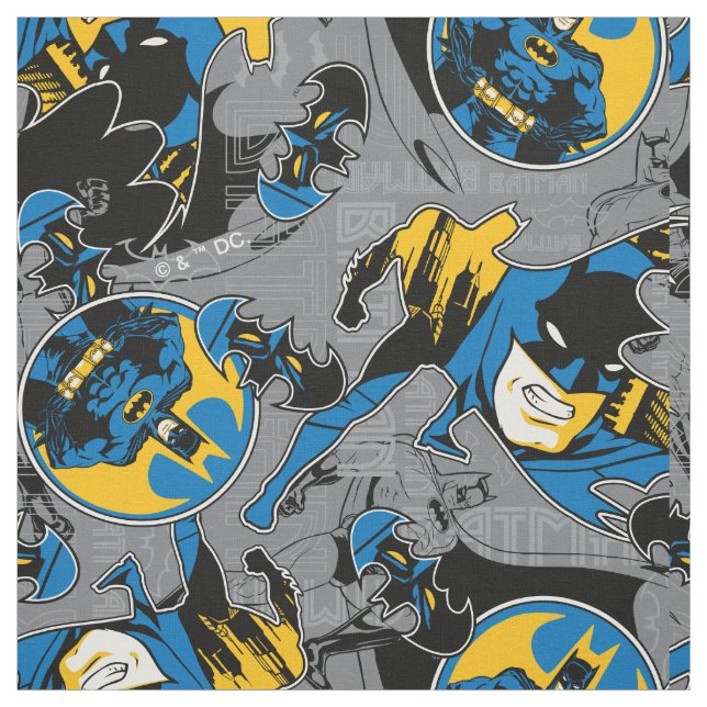 Batman Full Throttle Toss-mönster Tyg (Provkarta)