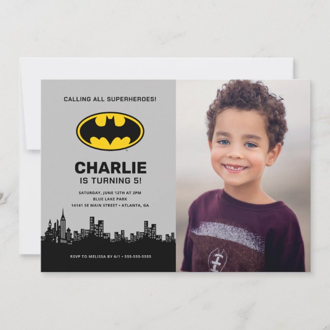 Batman - Gotham City | Boys Birthday - Photo Inbjudningar (Framsida)