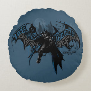 Batman Gotham City Paint Drip Graphic Rund Kudde