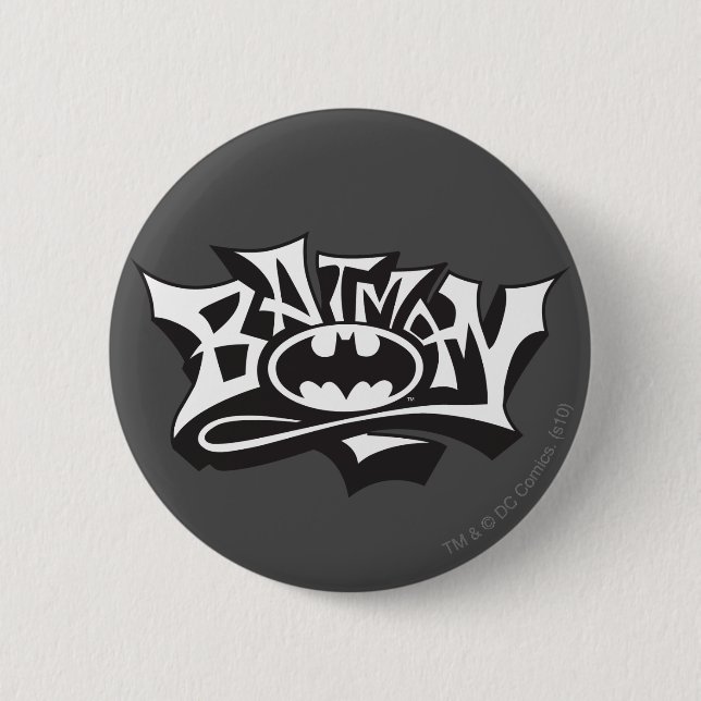 Batman | Graffiti Namn Logotyp Knapp (Framsida)