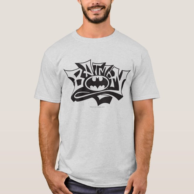Batman | Graffiti Namn Logotyp T Shirt (Framsida)